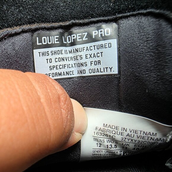 Converse Louie Lopez Pro Ox Mens Size 12 Black White Skateboarding Shoes Casual - Picture 6 of 14